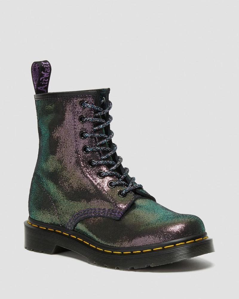 Dr Martens 1460 Disco Iridescent Semsket Skinn Snørestøvletter Dame Lilla | Norge 616XYU